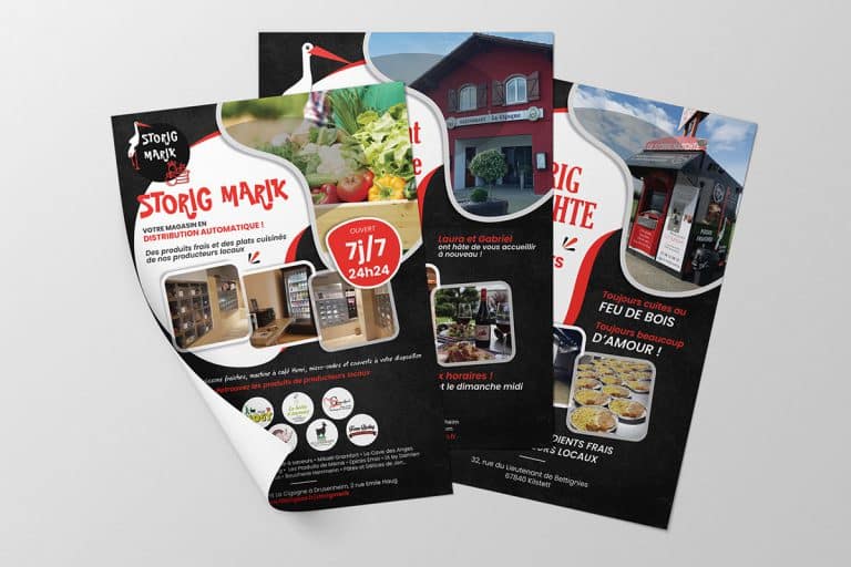 Création et impression de flyers pour le Storig Marik, Kaschte et restaurant la cigogne à Drusenheim