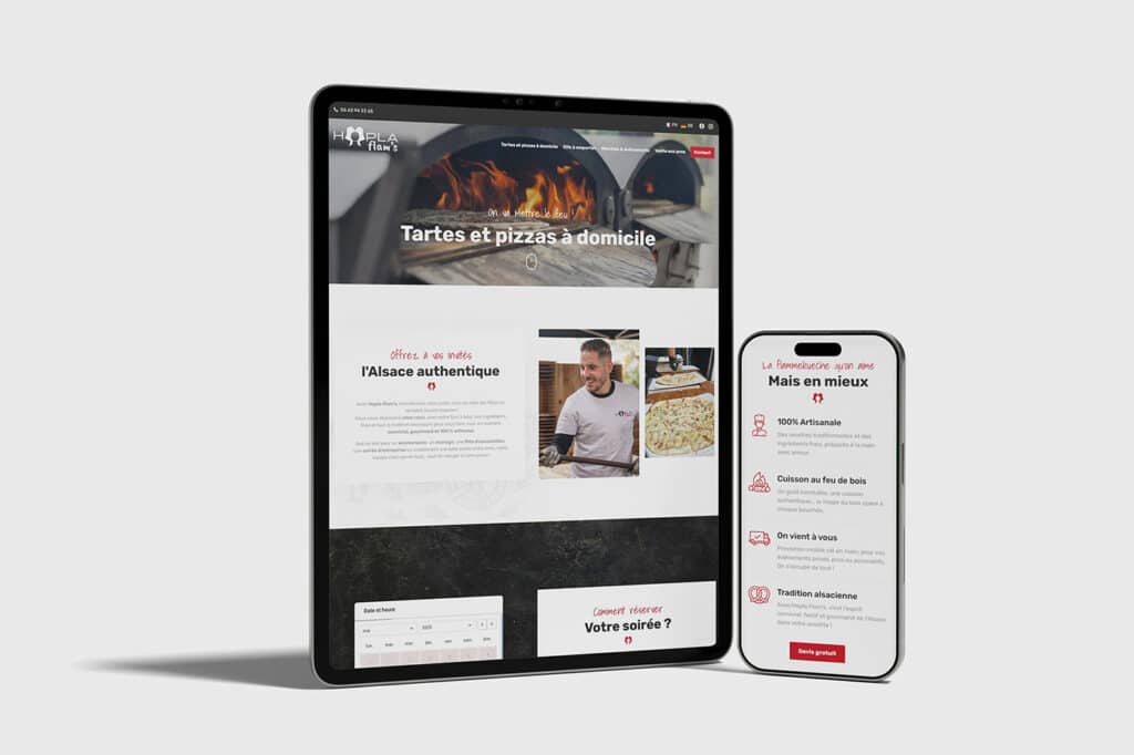 Hopla Flam's, création du site internet vente de tartes flambées particuliers et professionnels en Alsace