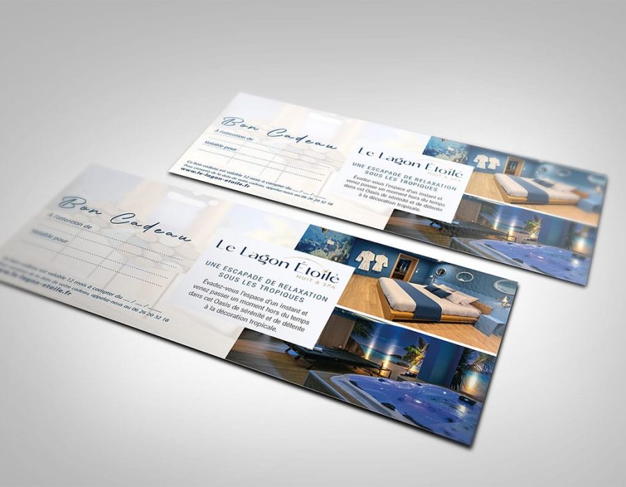 Carte cadeau Le Lagon étoilé, création graphique et impression professionnelle