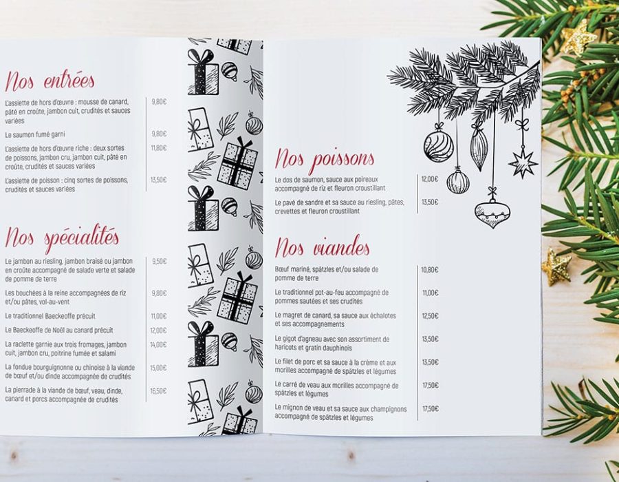 Création brochure Noël traiteur boucherie charcuterie