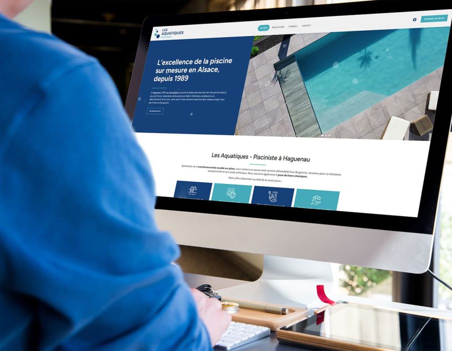 Création de site web sur WordPress avec Elementor. Pisciniste à Haguena, les Aquatiques, en Alsace