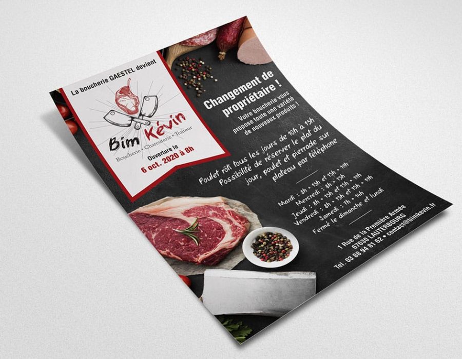 Flyer A5 boucherie charcuterie traiteur Alsace Bim Kévin