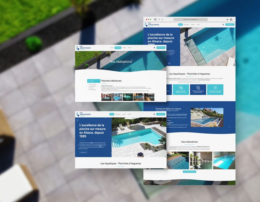 Création de site web sur WordPress avec Elementor. Pisciniste à Haguena, les Aquatiques, en Alsace